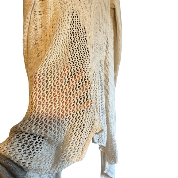 Angel of the North Anthropologie Ivory Cream Open Front Longline Cardigan Size S - Picture 9 of 12